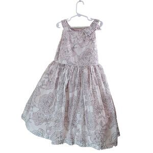 Janie and Jack pink floral pouffy sleeveless dress size 6